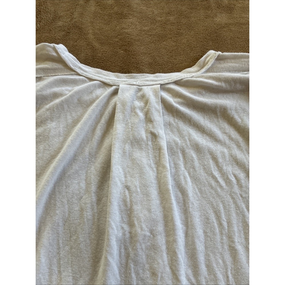 Free People Women's Top Medium Cream Heritage Slub Henley Granola Girl Oversized - Picture 13 of 14